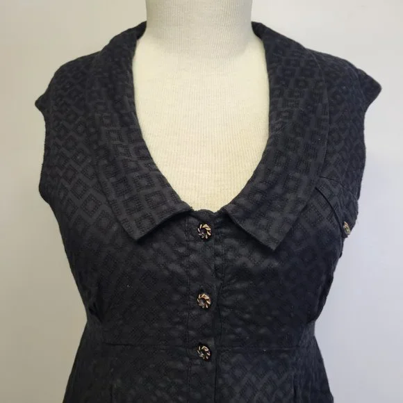 Anthropologie Postmark Womens US 10 Four Corners Shirt Dress Black Cotton Hi-Lo - Picture 8 of 12